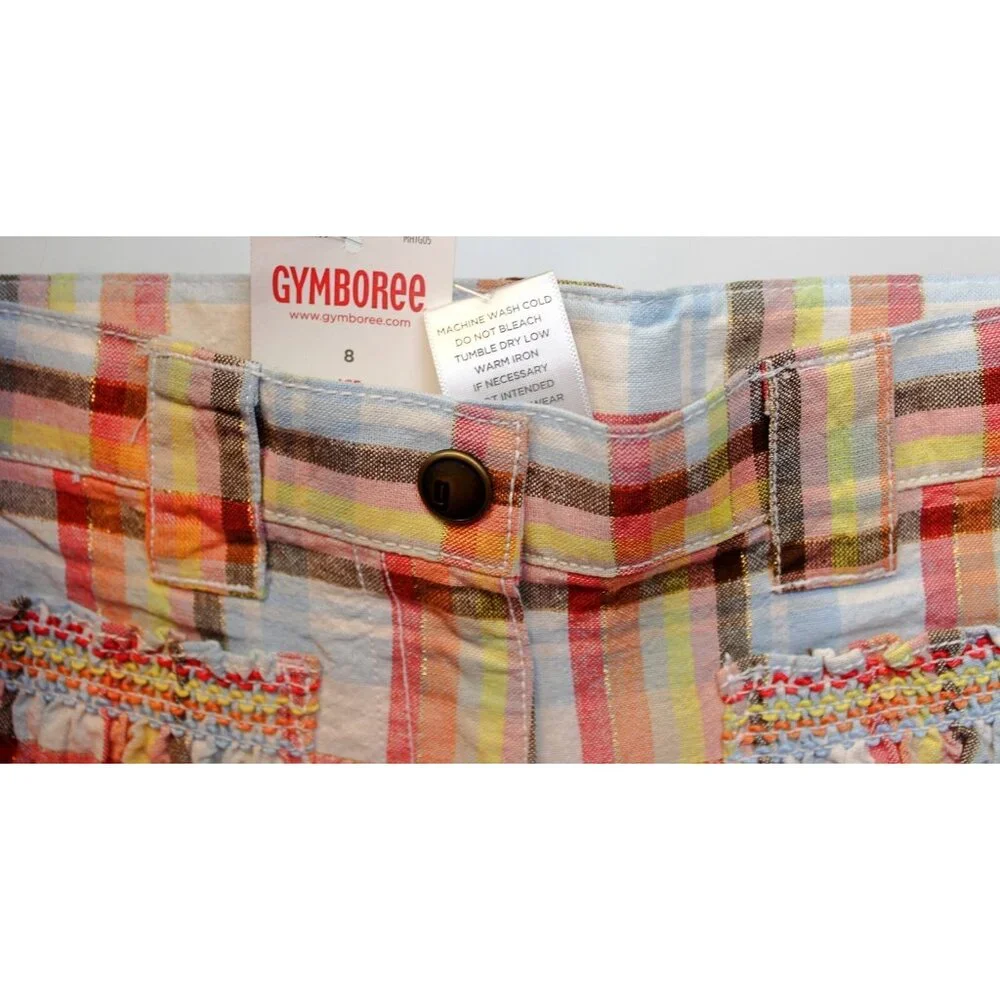 NEW 2007 Gymboree Island Getaway Plaid Bermuda Walking Shorts sz 8 Pocket Adjust